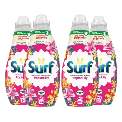 4x 24W Surf Tropical Oasis Lasting Fragrance Liquid Detergent 648ml