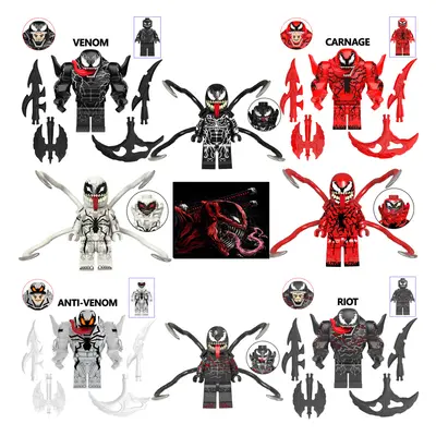 8PCS Avengers Venom Riot Carnage Anti-Venom Mini figure Building Blocks Kids Toys Fit Lego