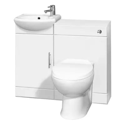 Cloakroom Furniture Pack - Includes Cabinet, Basin, WC Unit, Cistern, Back to Wall Toilet Pan an