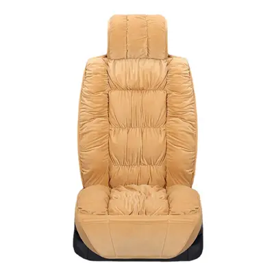 (Beige) Car Seat Cover Breathable Warm Velvet Thickening Sponge Non-slip Cloth