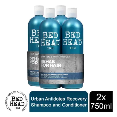 2x Bed Head by Tigi Urban Antidotes Recovery Shampoo & Conditioner Duo Pk 750ml