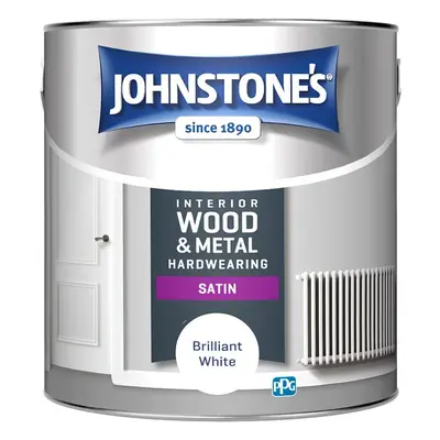 Johnstones Interior Wood & Metal Hardwearing Satin Paint 2.5l Brilliant White