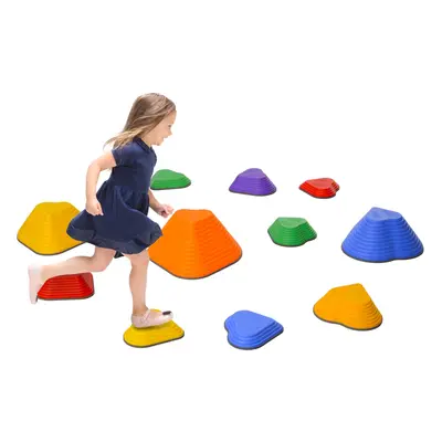 AIYAPLAY 11-Piece Kids Stepping Stones, Non-Slip Stackable River Stones