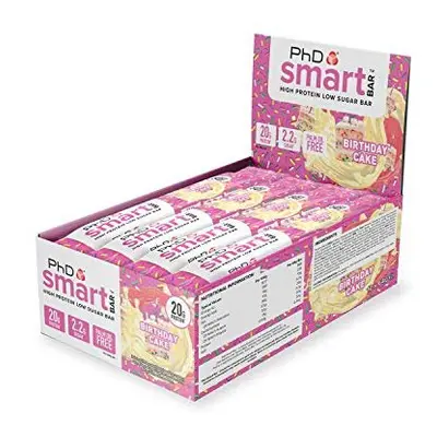 PhD Smart Bar-High Protein Low Sugar Bar, Birthday Cake, g, Pack of