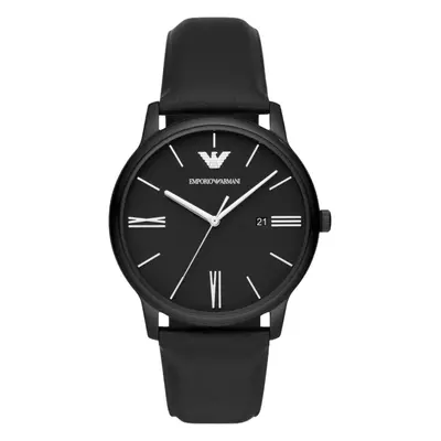 Emporio Armani AR11573 Three-Hand Date Black Leather Men's Watch