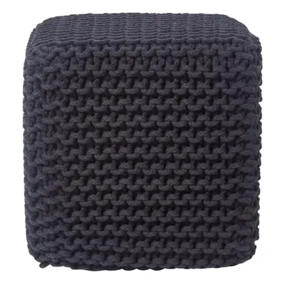 (Black) Knitted Cotton Cube Footstool x x cm