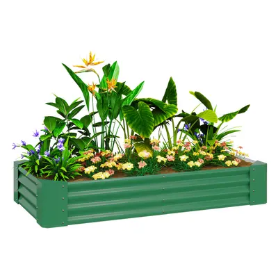 Outsunny Galvanised Raised Garden Bed, 180x90x30cm Raised Planter, Green