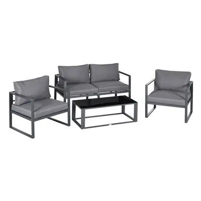 Outsunny Pieces Garden Sectional Sofa Table Furniture Set Aluminium w/ Cushion