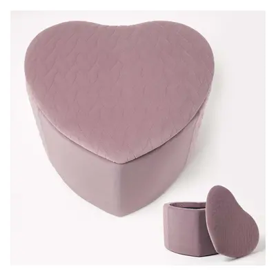 (Pink) Arundel Heart-Shaped Velvet Footstool with Storage