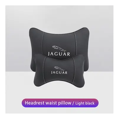 (Black) Car Neck Pillows Pu Leather Memory Foam Headrest Lumbar Cushion For Jaguar