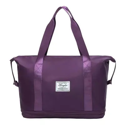 (Dark purple (the bottom layer expansion+dry and wet separation)) Travel Bag Large -Capacity Dua