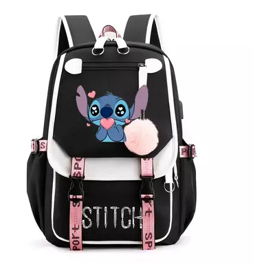 (4) Anime Stitch Backpack Boys Girls Travel Rucksack School Bag UK Usb