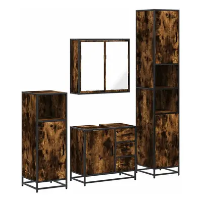 (smoked oak) vidaXL 4ÃÂ Piece Bathroom Furniture SetÃÂ Sonoma Oak Engineered Wood