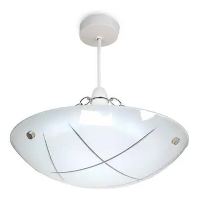 Linear Glass Ceiling Uplighter Pendant Shade Easy Fit - White & Clear