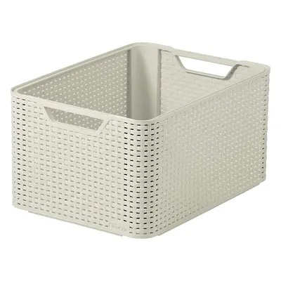 Curver Style Large Rectangular Storage Basket, Vintage White, Litre