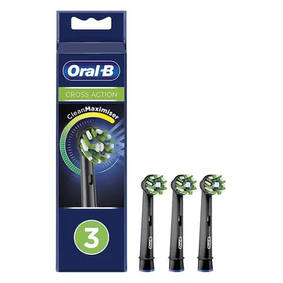 Oral-B CrossAction Replacement Heads for Electric Toothbrush Black Edition with CleanMaximiser T