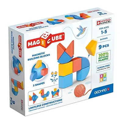 201BLME Magicube 1+ Shapes-Magnetic Blocks for Kids,Red, Orange and Blue, Pieces