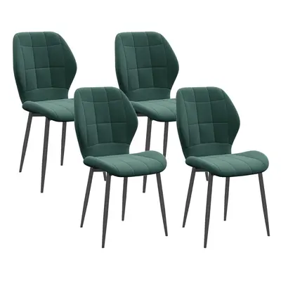 HOMCOM Modern Style Kitchen Chairs Set of with Flannel Upholstered, Dark Green