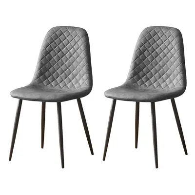 (PU-Grey, 2) 2/4 x Dining Chairs Velvet Chair metal Legs office