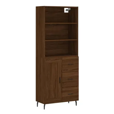 (brown oak, wood door drawers) vidaXL Highboard Sideboard Storage Cabinet Side Cabinet White Eng