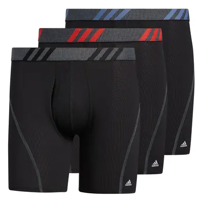 adidas Men's Sport Performance Mesh Boxer Brief Underwear (3-pack) Black/Vivid Red/Crew Blue X-L