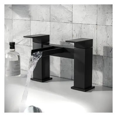 Modern Matte Black Bridge Deck Mounted Bath Filler Tap