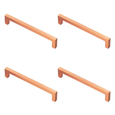 4x Square Block Pull Handle x 10mm 160mm Fixing Centres Satin Copper