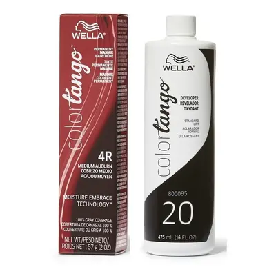 (4R + Developer (Vol. 20) 16oz) Wella Color Tango 4R Medium Aubur Permanent Hiarcolor