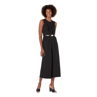 Calvin Klein Midi Scuba Crepe Jumpsuit with Belt Black