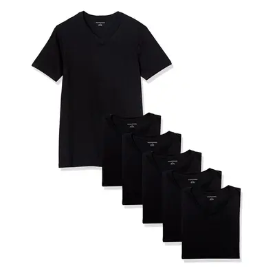 Amazon Essentials Men's V-Neck Undershirt Pack of Black Large