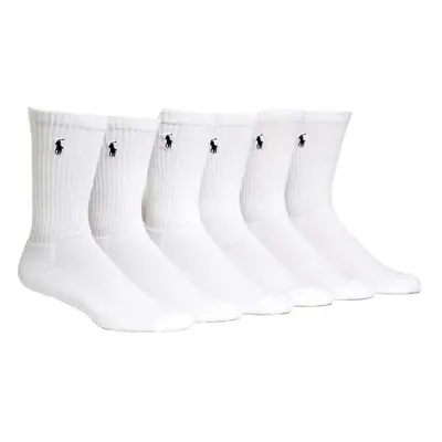 Ralph Lauren Crew Sport Socks 6-Pack Size Fits Shoe Size 6-12.5 White