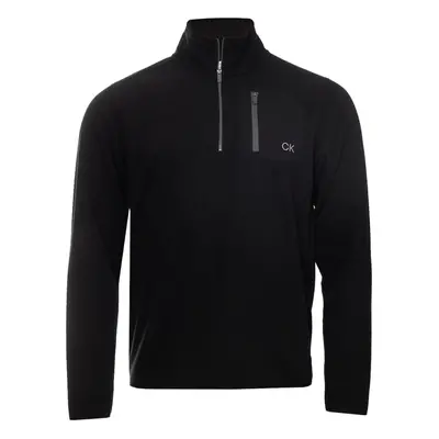 (M, Black) Calvin Klein Mens Planet Fleece Half Zip Stretch Super Soft Golf Sweater