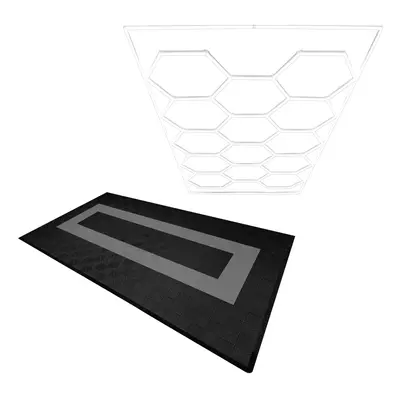 (Hexagon LED Light & Vented Garage Floor Tiles With Edges - Black & Grey) Vented Garage Floor Ti