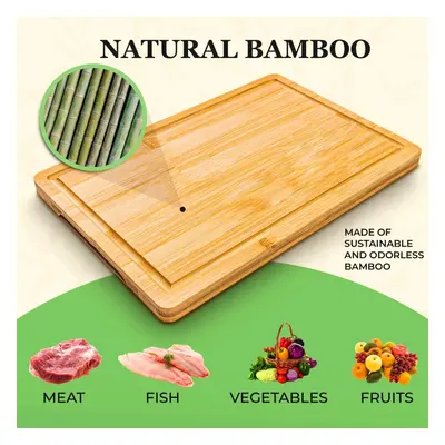 Deer & Oak - Premium Wooden Chopping Board - x x cm Bamboo Cutting Board For Carving Meat or Veg