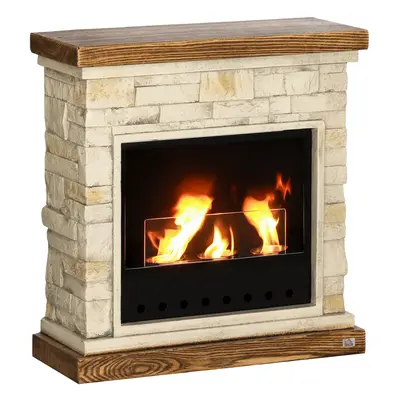 HOMCOM Bioethanol Fire, Ethanol and Gel Fireplace, Hours Burns, Brown