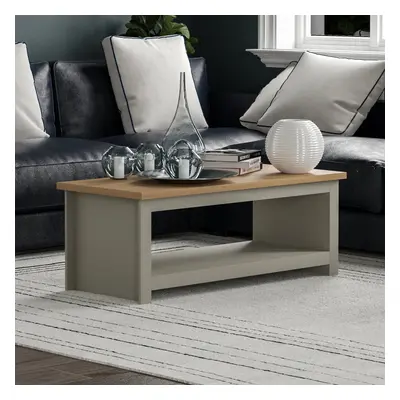 (Grey & Oak) Arlington Coffee Table Bottom Shelf Storage Oak