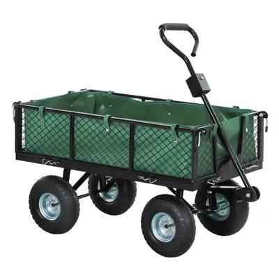 Outsunny Garden Cart with Removable Liner, Quick-Release Sides, Green