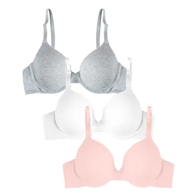 Fruit of the Loom Women's T-Shirt Bra Blushing Rose/White/Grey Heather 36D