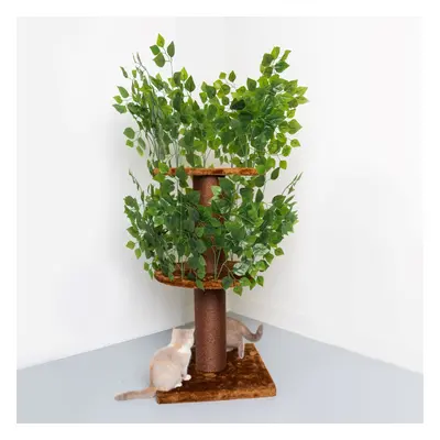 RHRQuality Cat Tree Design Natural Leaves (Brown)