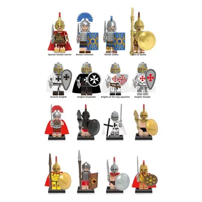 16pcs Roman Soldiers Spartan Women Warriors Templar Knights Minifigures Gift Fit Lego