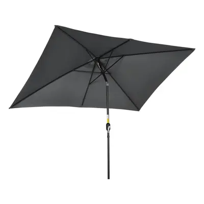 Outsunny 3x2m Patio Parasol Canopy Tilt Crank Ribs Sun Shade Garden Black