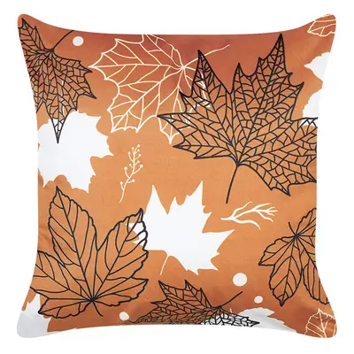 Velvet Cushion Leaf Pattern x cm Orange POINSETTIA