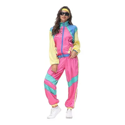 (Women, M) 80s Costume Vintage Style Tracksuit 90s Hip Hop Costumes Shell Suit Party Dress For M