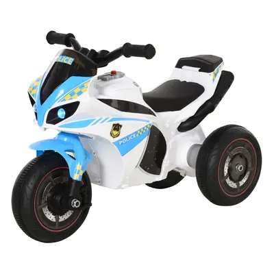 HOMCOM Kids Ride-On Police Bike 3-Wheel Vehicle w/ Music Lights Mths