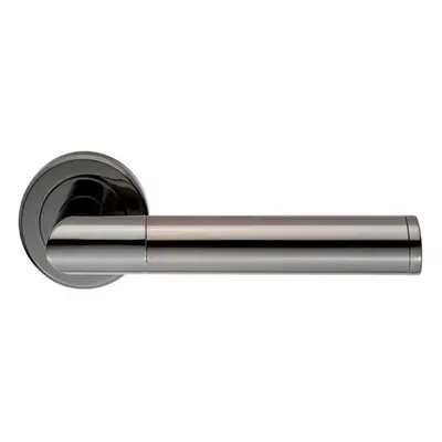 PAIR Sectional Round Bar Handle on Round Rose Concealed Fix Black Nickel