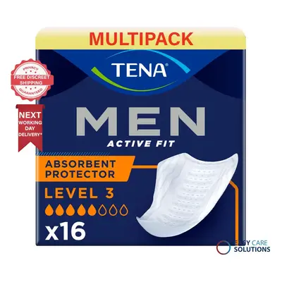 48xTENA Men Level Active Fit Discreet Absorbent Protector 3Packof16