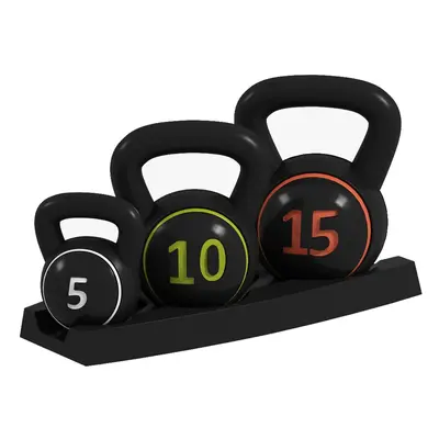 SPORTNOW Set of Three Kettlebell Weights with Storage Tray, 2.2kg, 4.5kg, 6.8kg