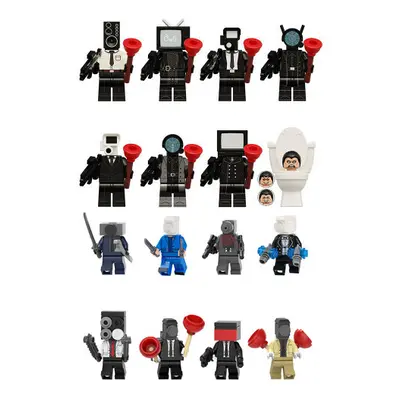 16pcs Toilet Man Series Audio Man TV Man Monitor Minifigures Fit Lego