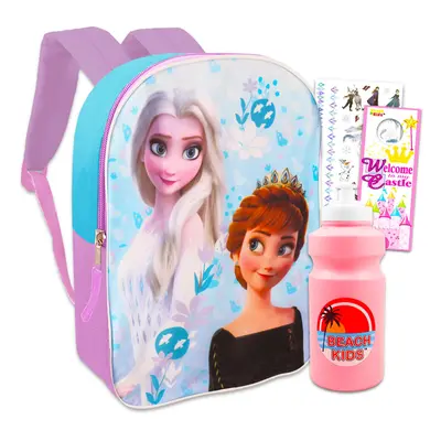 Disney Frozen Travel Backpack - Bundle of 15"" Elsa and Anna Backpack Tattoos & More | Disney Tr