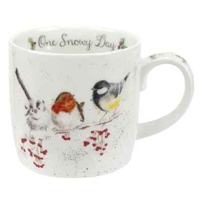 Wrendale One Snowy Day (Birds) Single Mug, Bone China, Multi Coloured, x 8.4 x cm